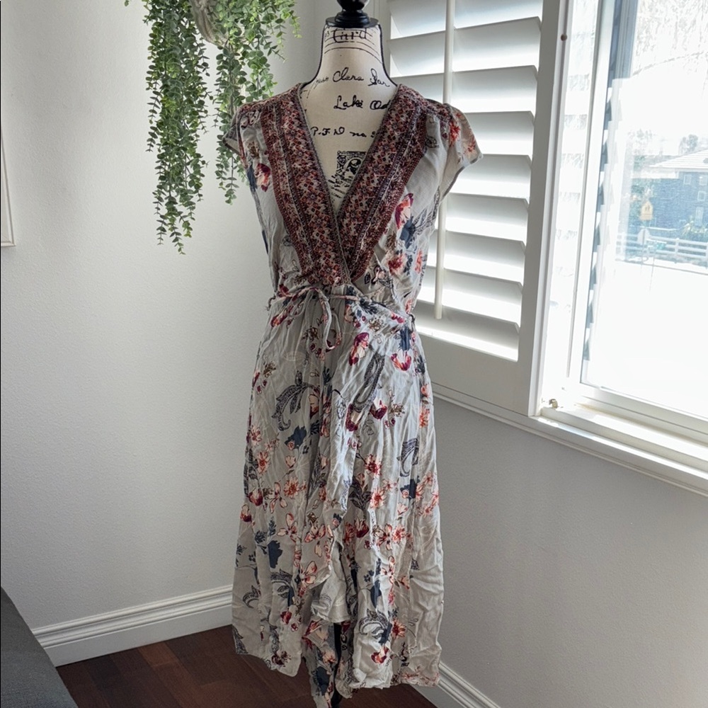 Angie Floral V-Neck Dress faux wrap around dress